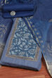 Dark Blue Cotton Floral Handloom Unstitched Suit Set image number 0