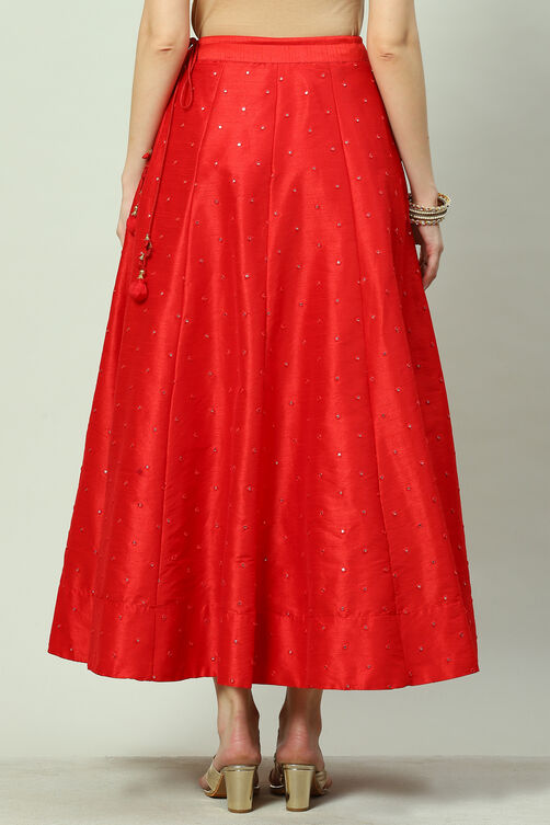 Red Art Silk Skirt image number 4