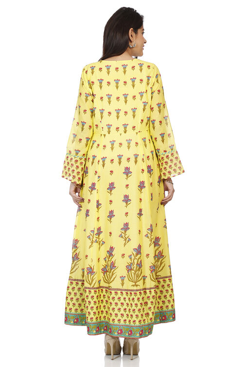Off White Cotton Kalidar Printed Kurta image number 4