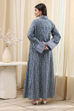 Blue & White Jalabiya Kaftan image number 3