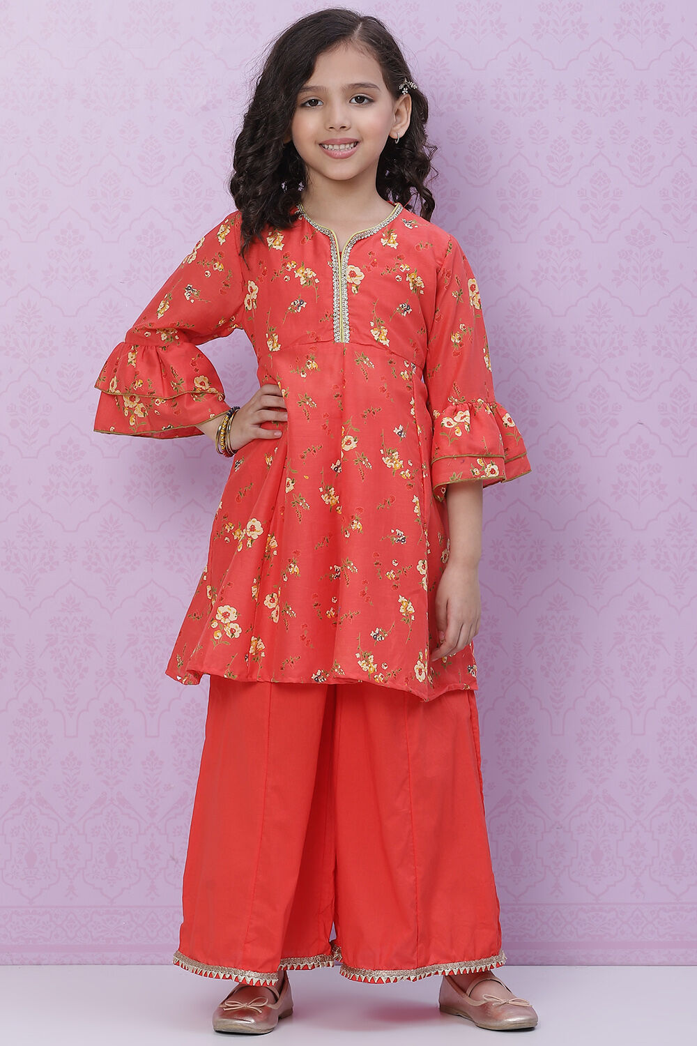 Red Cotton A-Line Printed Top image number 0