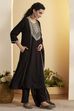Black Viscose Rayon Solid Suit Set image number 4