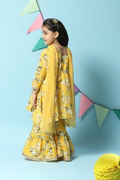 Yellow Cotton Gathered Kurta Garara Suit Set image number 4