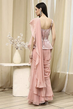 Nude Nylon Saree image number 4
