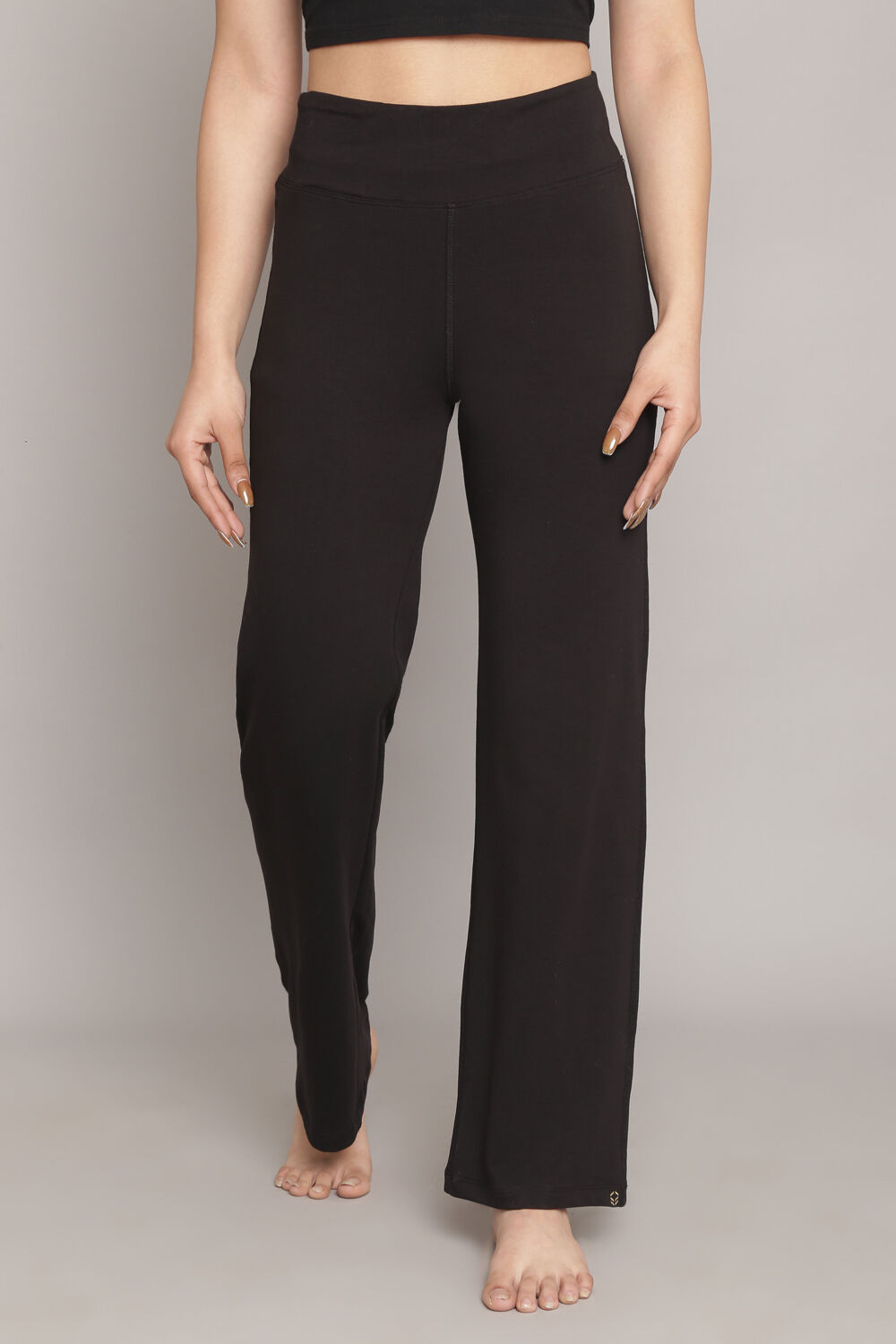 Black cotton yoga pants on sale