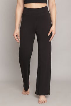 Black Knitted Cotton Blend Yoga Pants image number 0