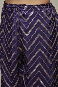 Purple Viscose Asymmetric Printed Kurta Palazzo Suit Set image number 2