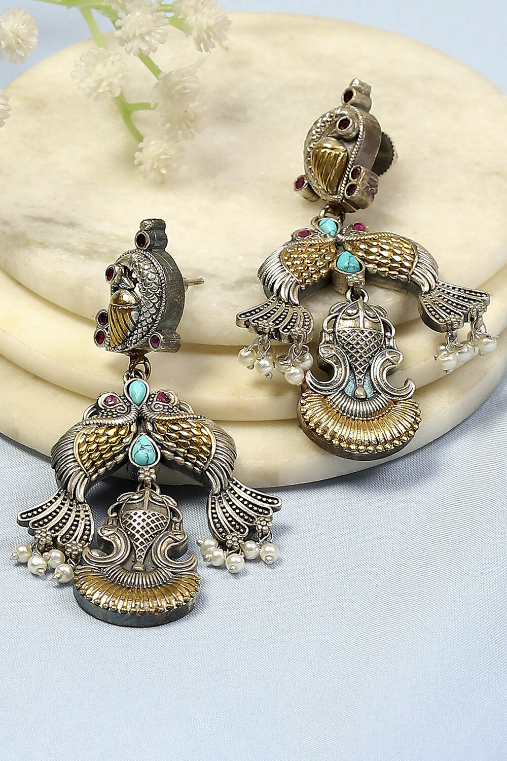 Turquoise Brass Drop & Danglers image number 0