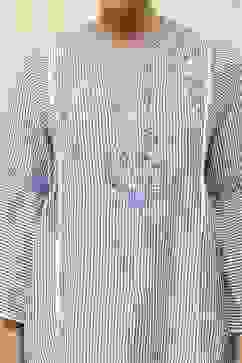 Blue Cotton Striped Straight Short Kurta image number 1