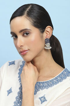 Navy Brass Jhumka image number 3