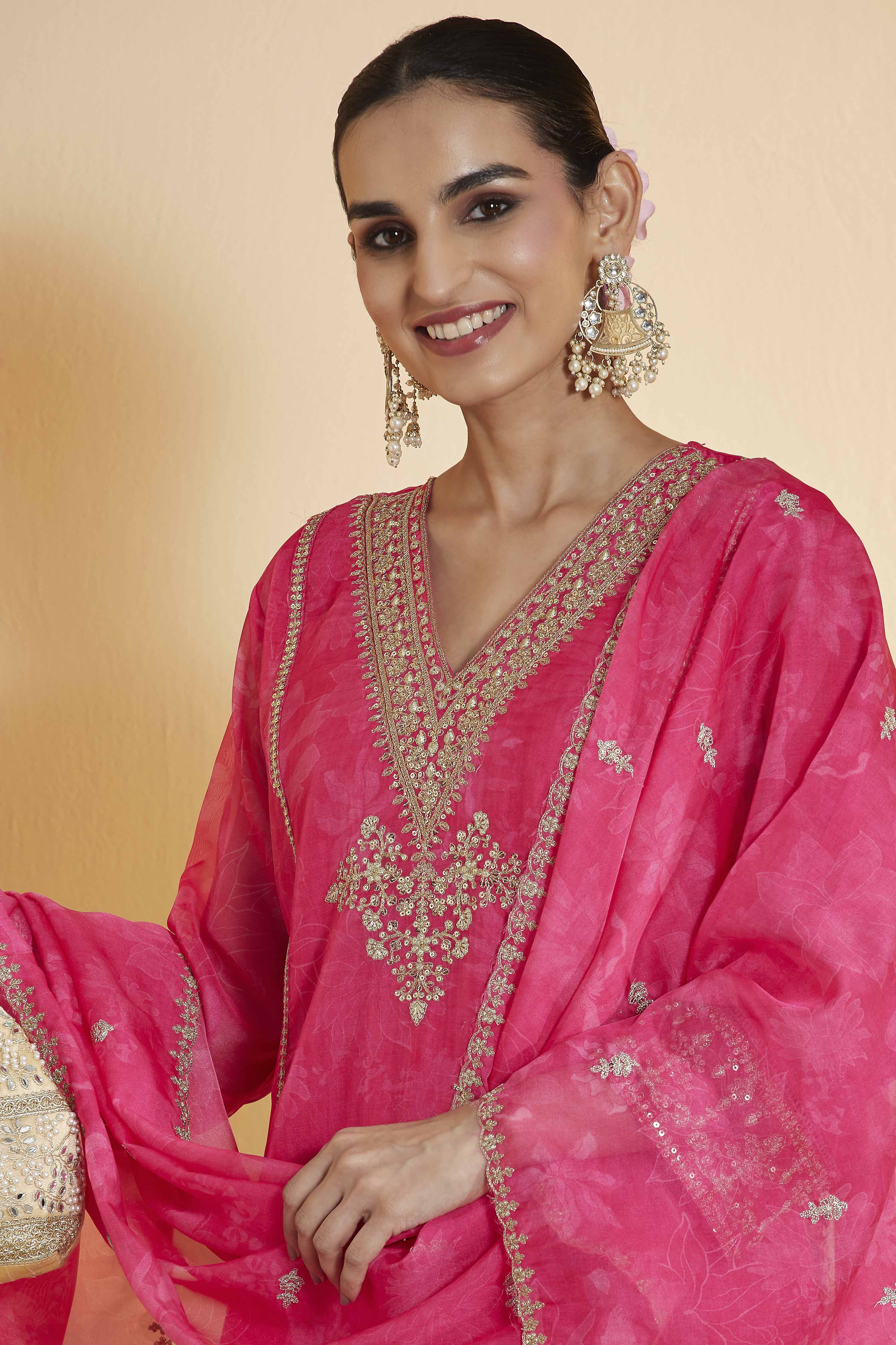 Pink Polyester Straight Suit Set image number 1