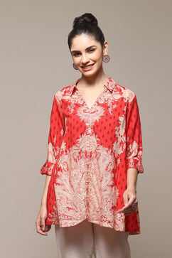 Red Rayon Straight Printed Shirt image number 5