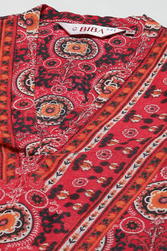 Red Cotton Straight Kurta Salwar Pant Suit Set image number 1