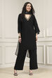 Black Solid Relaxed Straight Suit Set
