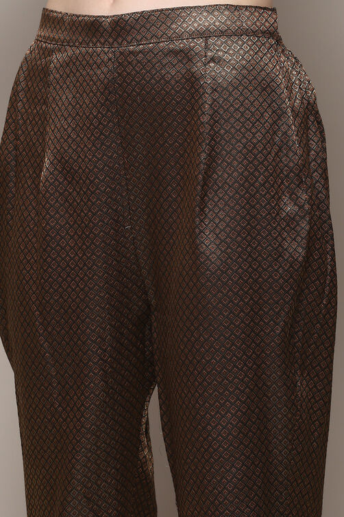 Black Silk Blend Woven Unstitched Suit Set image number 3
