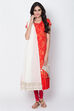 Red Cotton Solid Dupatta image number 2