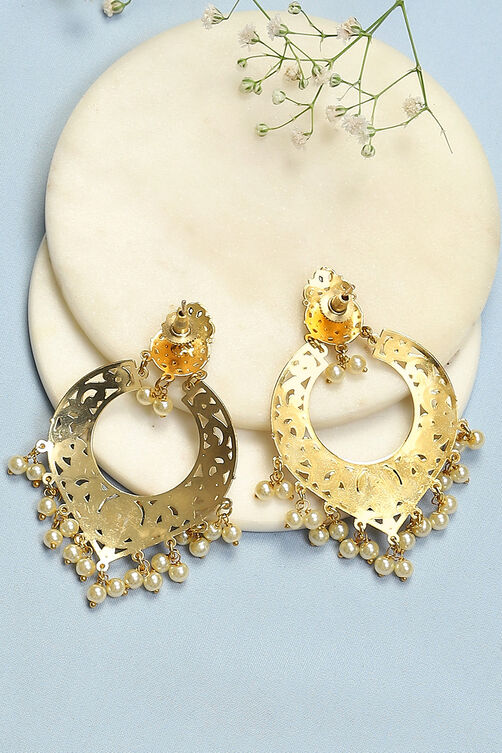 Gold Black Brass Earrings image number 2