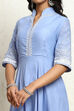 Yellow Blue Printed Cotton Anarkali Suit Set image number 1