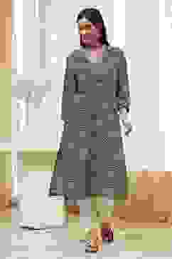 Black Cotton Printed Straight Kurta image number 0