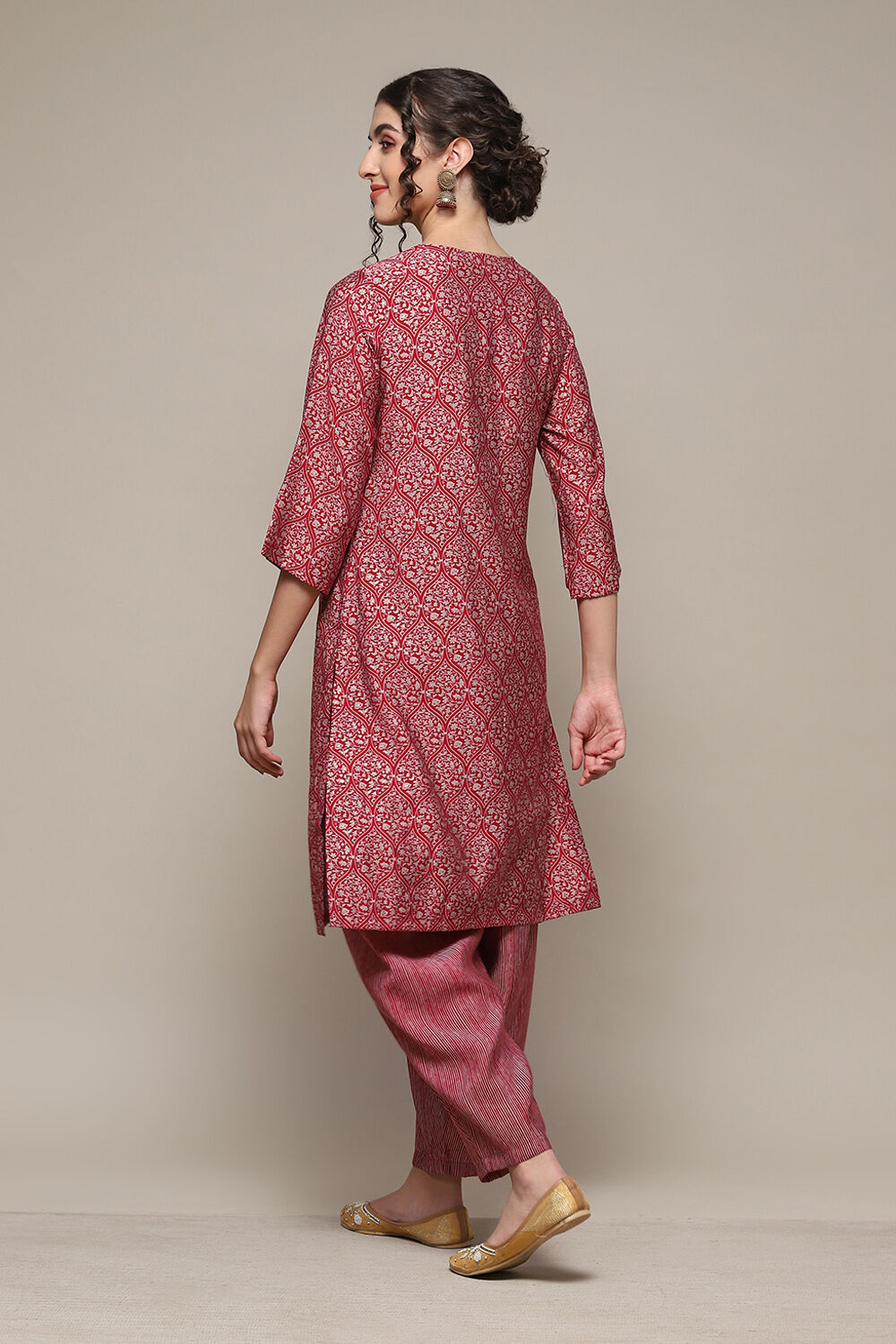 Navy Poly Viscose Straight Printed 2 Piece Set image number 5