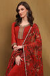 Red Georgette Printed Asymmetric Suit Set image number 7