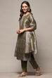 Green Silk Blend Unstitched Suit set image number 5