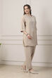 Beige Cotton Straight Suit Set image number 5
