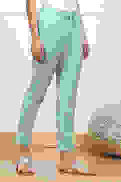 Sky Blue Cotton Solid Regular Pants image number 3