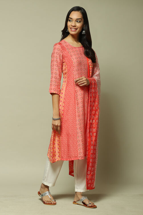 Coral Modal Straight Kurta Palazzo Suit Set image number 5