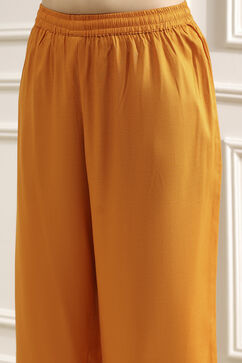 Orange Solid Straight Suit Set image number 2