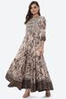 Beige LIVA Flared Printed Kurta Dress image number 5