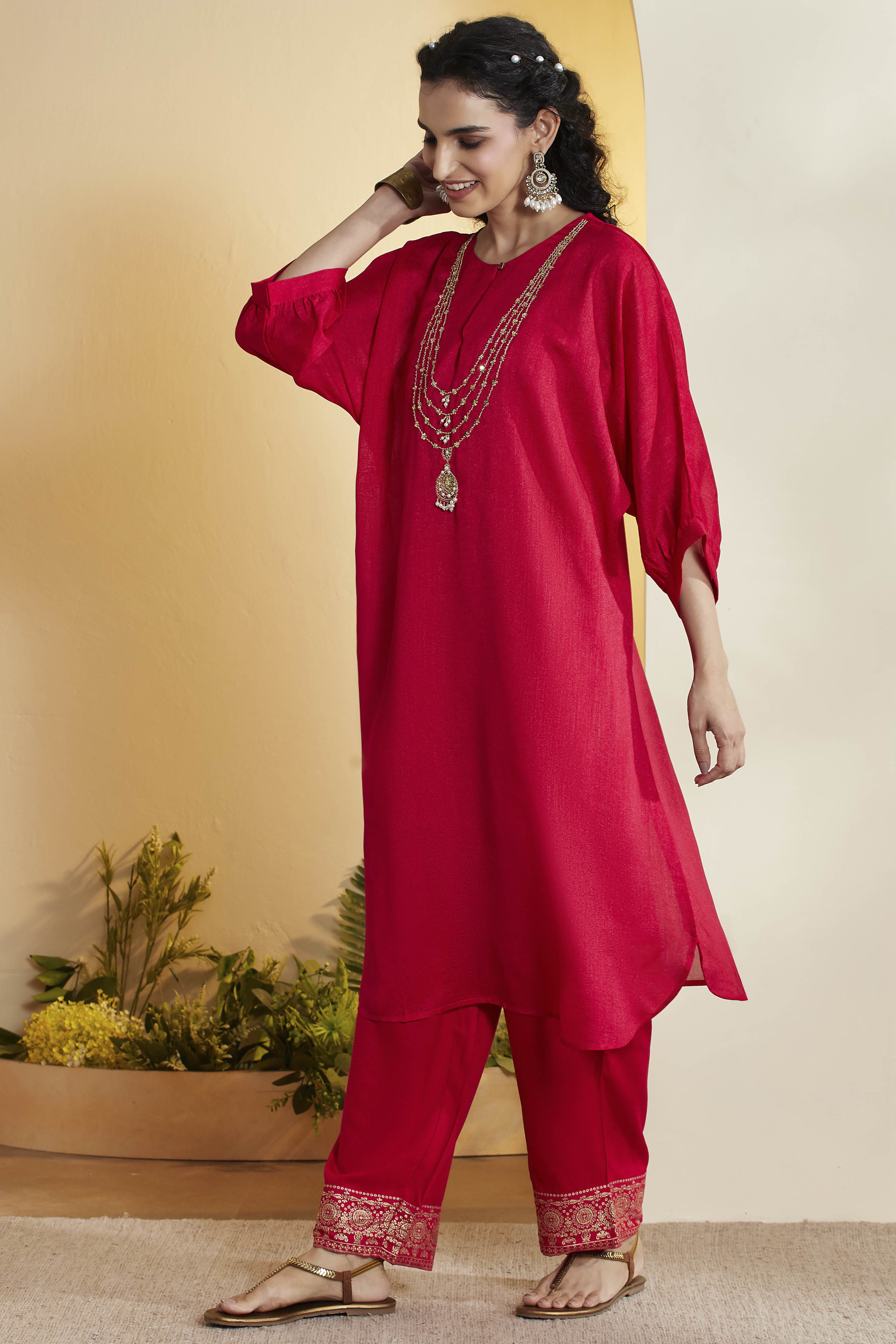 Royal Blue Yandyed Straight Kurta image number 3