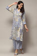 Blue Viscose Straight Kurta Set image number 0