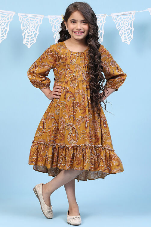 Yellow Rayon A-Line High Low Kurta image number 0