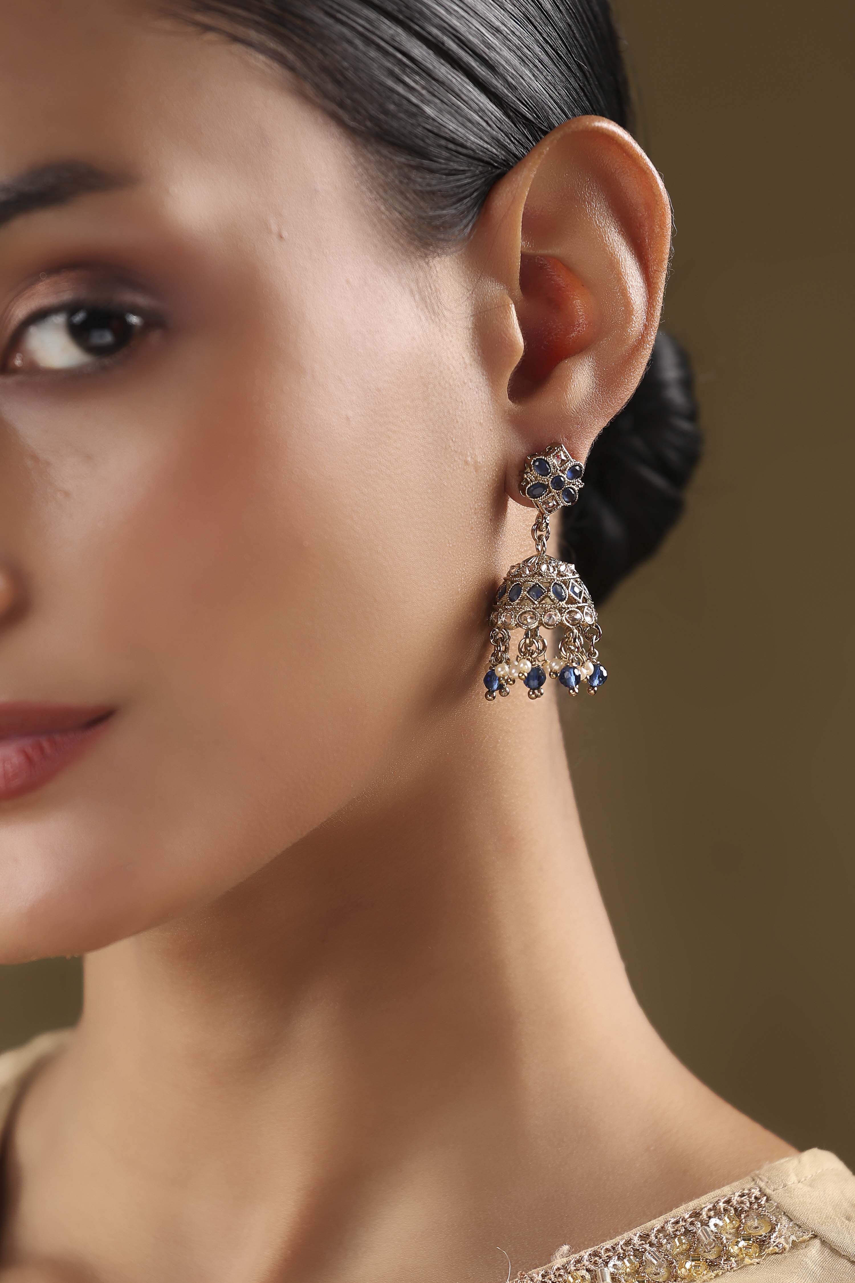 Navy Pearl Earrings image number 1