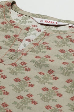 Green Straight Cotton Three Piece Printed Sleepwear Set image number 1