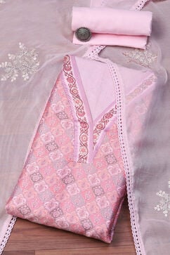 Pink Cotton Digital Print Unstitched Suit Set image number 0