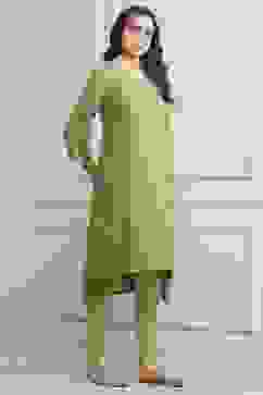 Pista Green Viscose Straight Solid Kurta image number 4