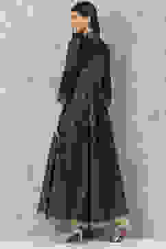 Black Cotton Flared Printed Dress image number 4