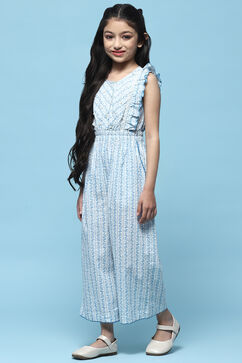 Blue Cotton Straight Jumpsuit image number 2