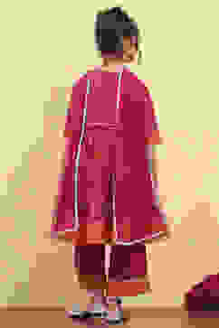 Pink Cotton Printed Tiered Suit Set image number 4