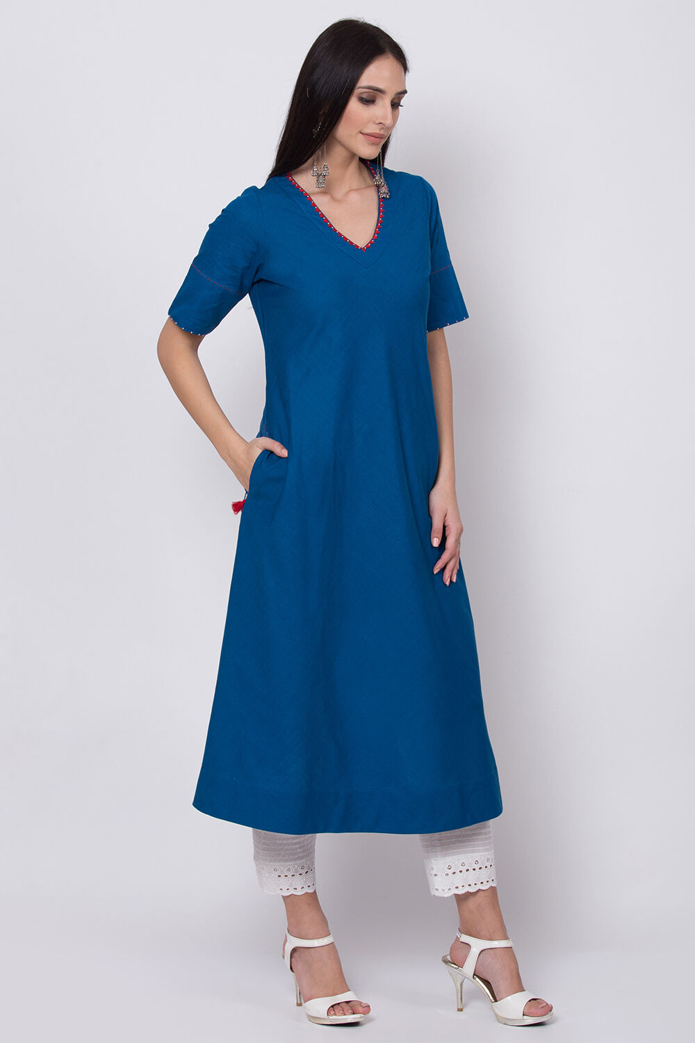 Ink Blue A Line Kurta image number 3