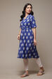 Blue Cotton Straight Yarndyed Dress image number 3