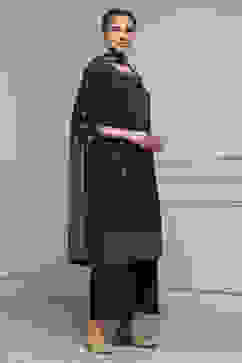 Purple Viscose Blend Straight Printed Suit Set image number 5