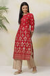 Old Rose Art Silk Straight Printed Kurta image number 2