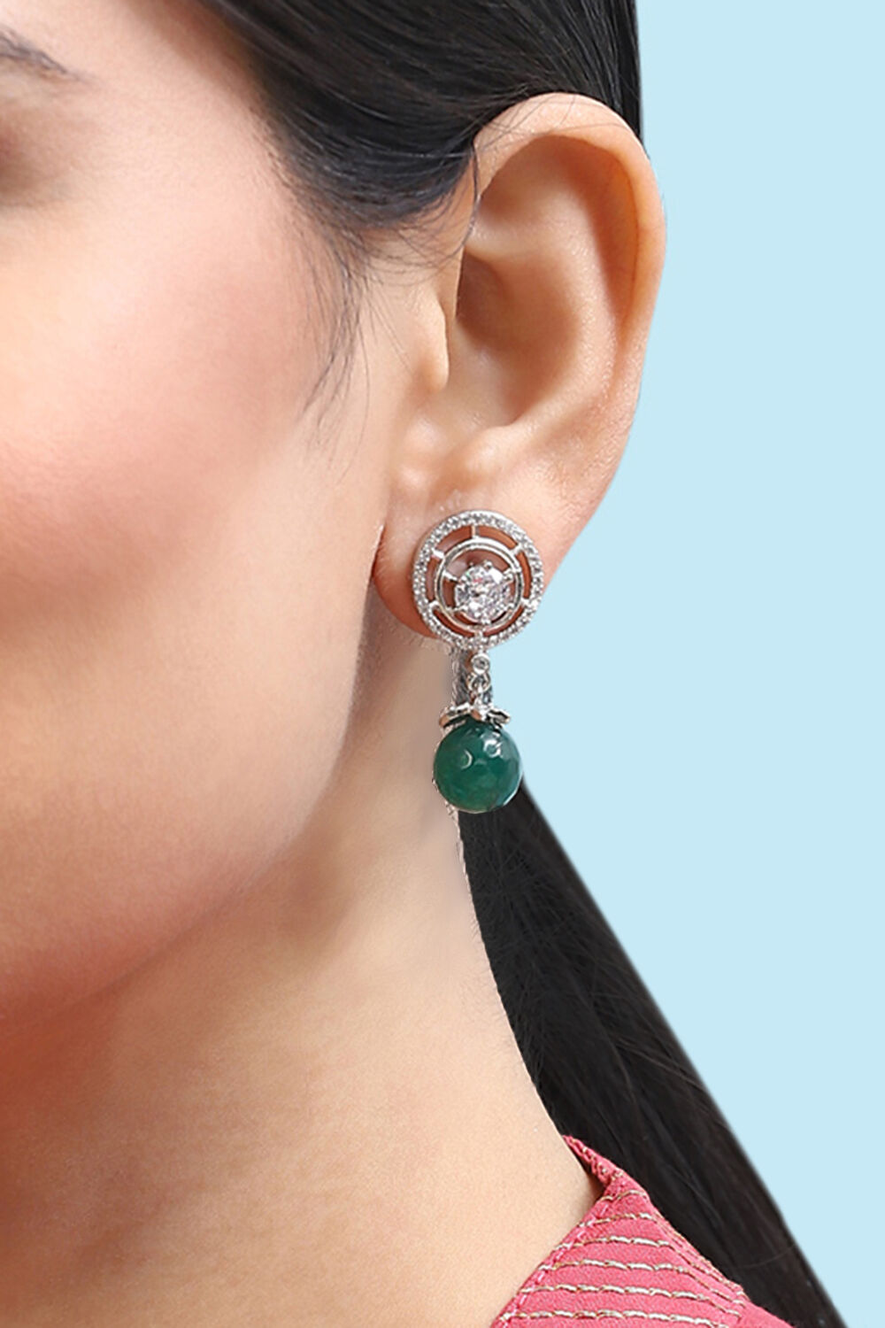 Green Brass Earrings image number 1