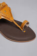 Mustard Yellow & Dark Brown Leather Kolhapuri Sandals