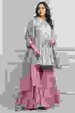 Light Blue Cotton Straight Kurta Garara Suit Set image number 0