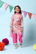 Pink Viscose Straight Kurta Salwar Suit Set