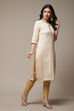 Beige LIVA Straight Kurta image number 4